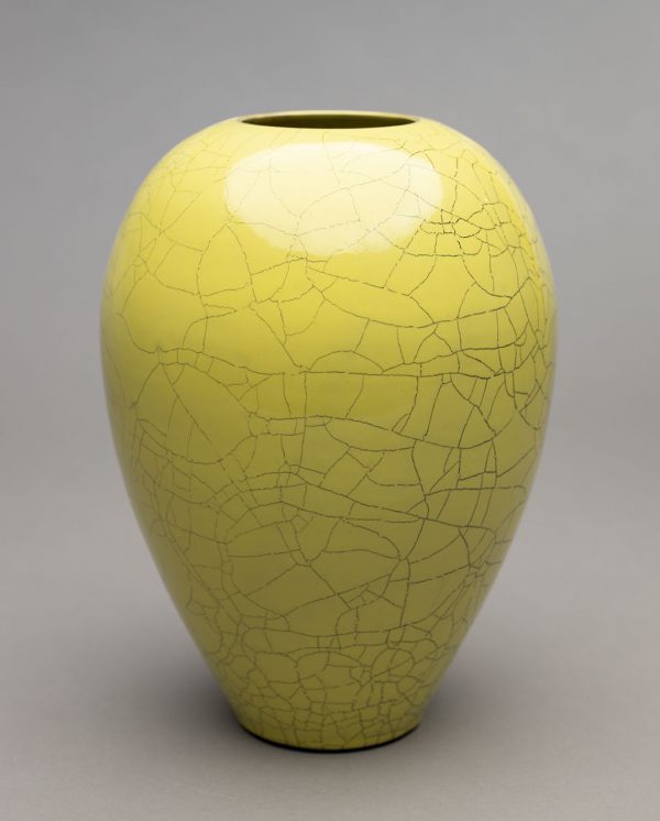 Landbeck Keramik große Vase Gelb Krakelee