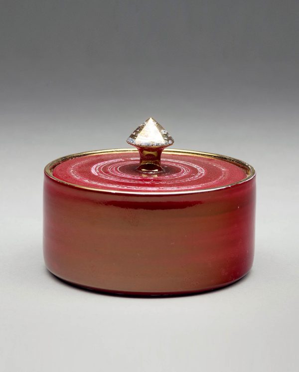 Landbeck Keramik Dose klein Rot Gold Lüster
